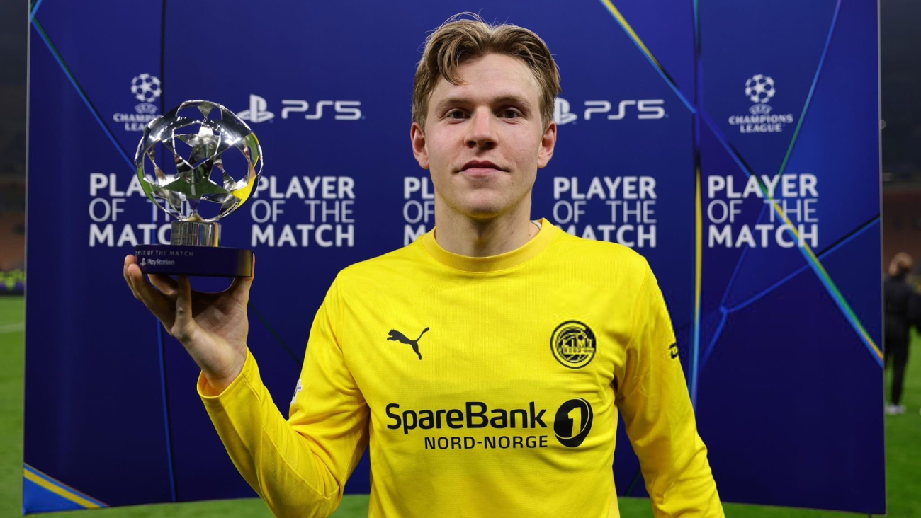 Jens Petter Hauge tras un partido de Champions con el Bodo/Glimt