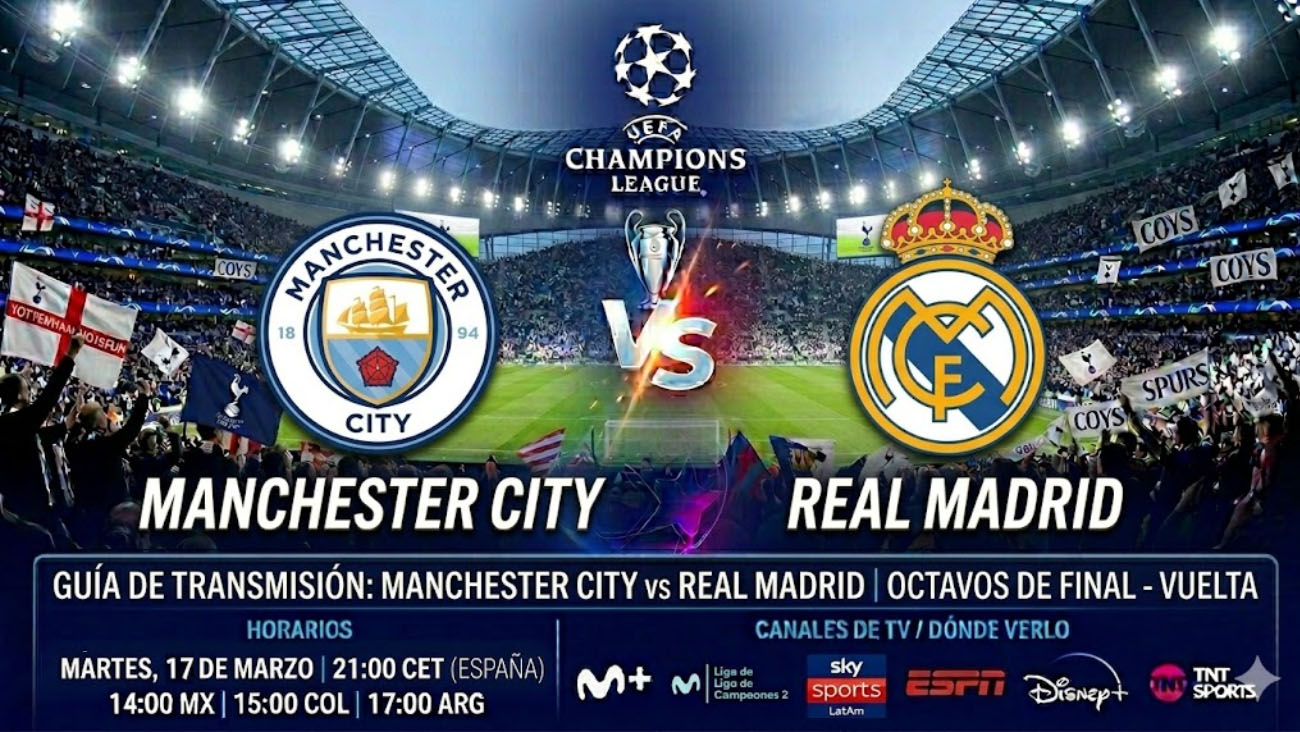 Cuándo y dónde ver Manchester City vs Real Madrid: horarios y TV del partido de Champions