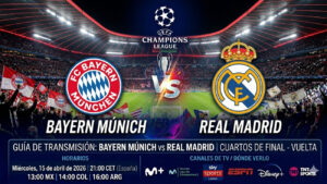 Cuándo y dónde ver Bayern Múnich vs Real Madrid: horarios y TV del partido de Champions
