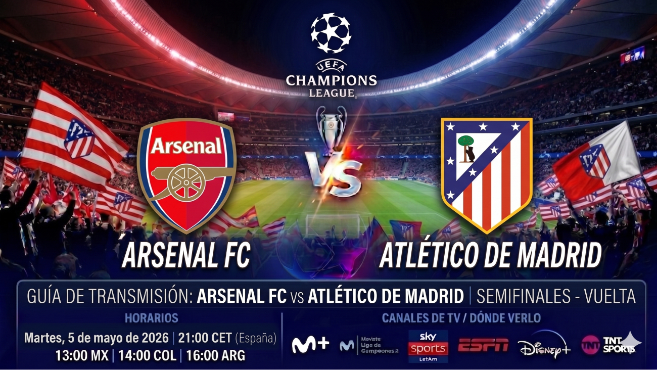 Cuándo y dónde ver Arsenal vs Atlético de Madrid: horarios y TV del partido de Champions
