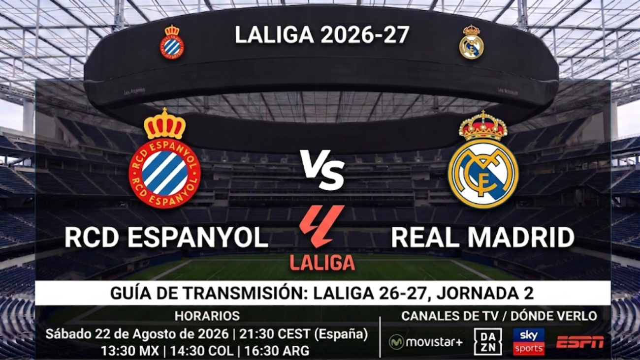 Espanyol vs Real Madrid: horarios y guía de TV del partido de LaLiga 26-27