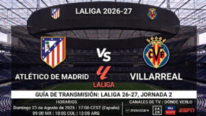 Atlético de Madrid vs Villarreal: horarios y guía de TV del partido de LaLiga 26-27