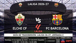 Elche vs Barcelona: horarios y guía de TV del partido de LaLiga 26-27