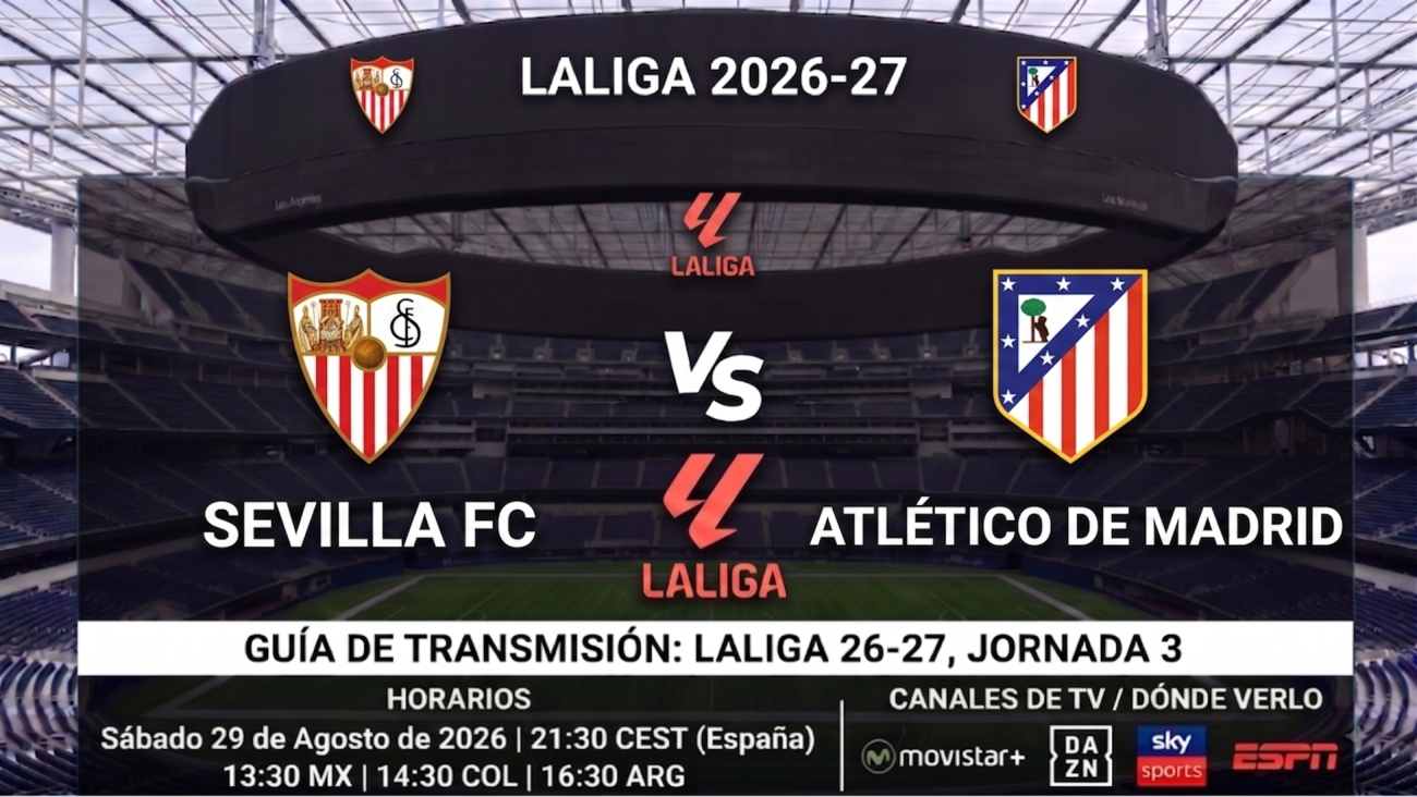 Sevilla vs Atlético de Madrid: horarios y guía de TV del partido de LaLiga 26-27