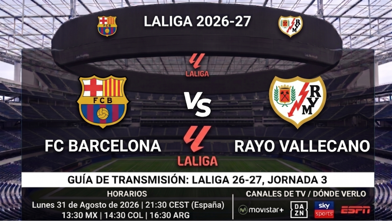 Barcelona vs Rayo: horarios y guía de TV del partido de LaLiga 26-27