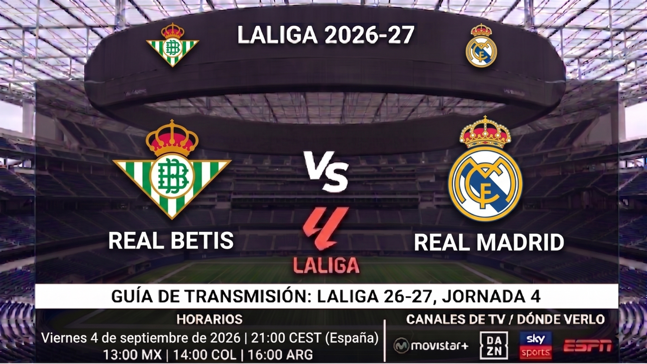 Betis vs Real Madrid: horarios y guía de TV del partido de LaLiga 26-27