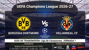 Borussia Dortmund vs Villarreal: horarios y guía de TV del partido de Champions 26-27