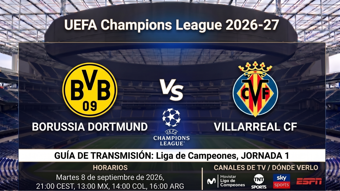Borussia Dortmund vs Villarreal: horarios y guía de TV del partido de Champions 26-27