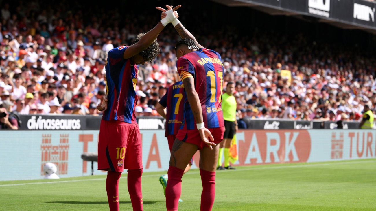Segunda manita y liderato en solitario para un Barça implacable en Valencia (0-5)