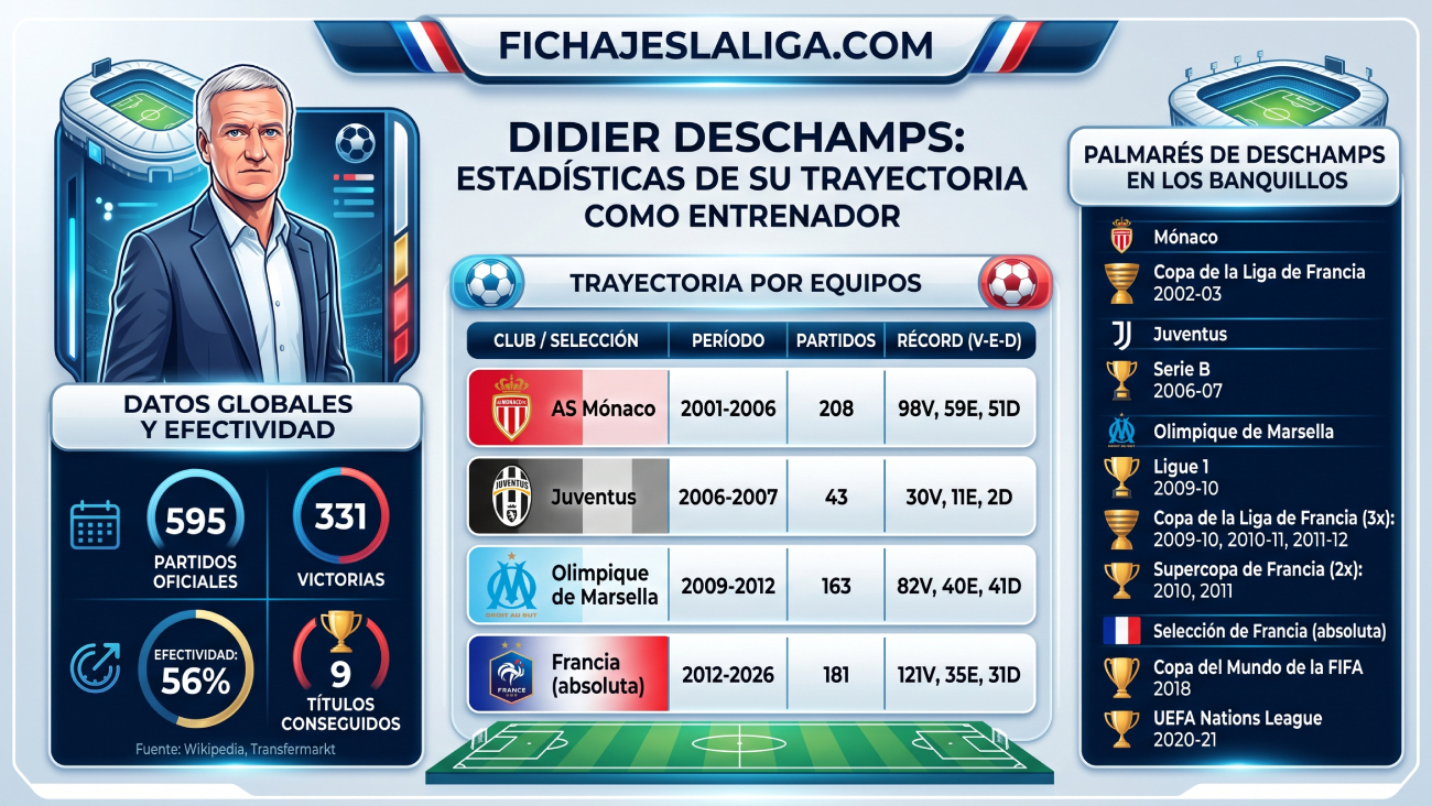 Los registros de Didier Deschamps como entrenador