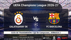 Galatasaray vs Barcelona: horarios y guía de TV del partido de Champions 26-27