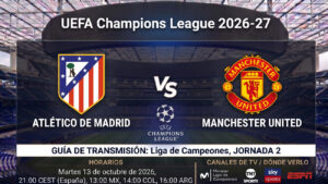 Atlético de Madrid vs Manchester United: horarios y guía de TV del partido de Champions 26-27