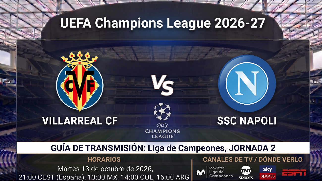 Villarreal vs Napoli: horarios y guía de TV del partido de Champions 26-27