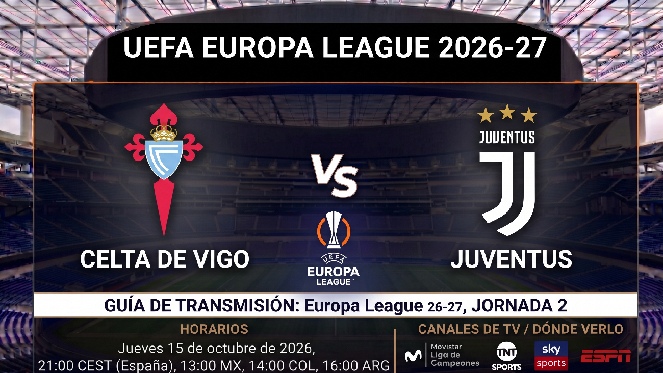 Celta vs Juventus: horarios y guía de TV del partido de Europa League 26-27